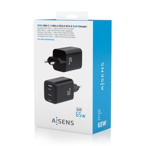 AISENS CARG USB-A/C 65W NEGRO