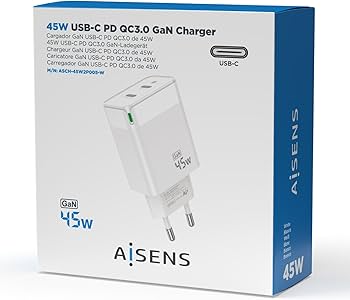 AISENS CARG. PARED 45W USB/USB-C BLANCO