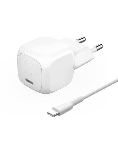 BELKIN CARG PARED A USB-C 20W+CAB USB-C 1M BLANCO